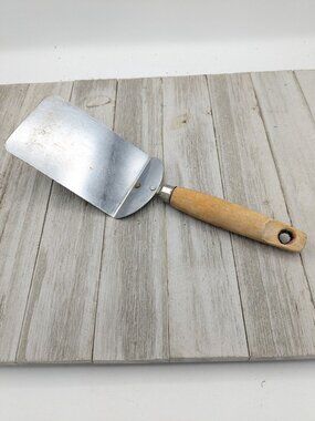 Vintage Ekco Chrome Plated Spatula Turner Flipper Wooden Handle 9"